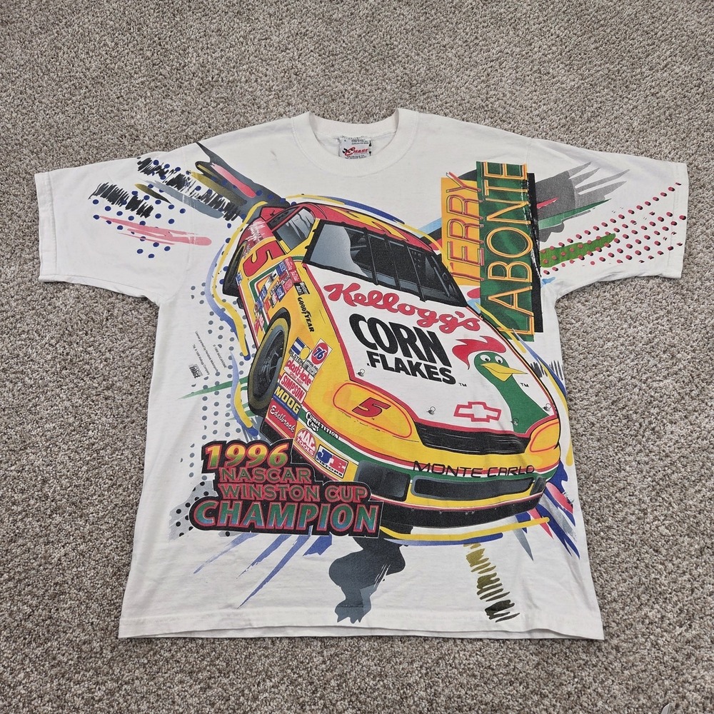 Vintage 1996 Terry Labonte NASCAR Chase All Over‎ Print T Shirt Men Size L
